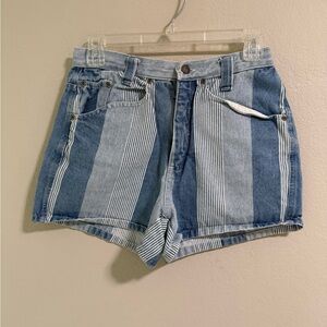 Goodfellow(s) Striped Denim Shorts Blue Patchwork Size 5/6